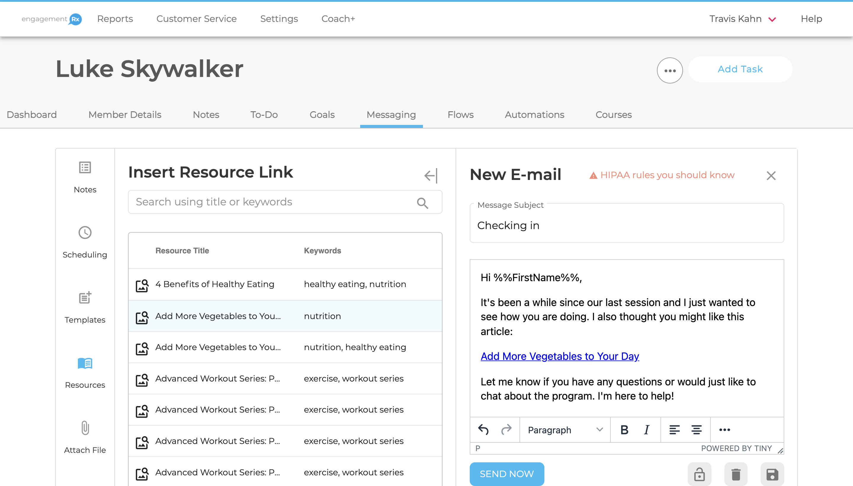 screenshot of Engagement Rx